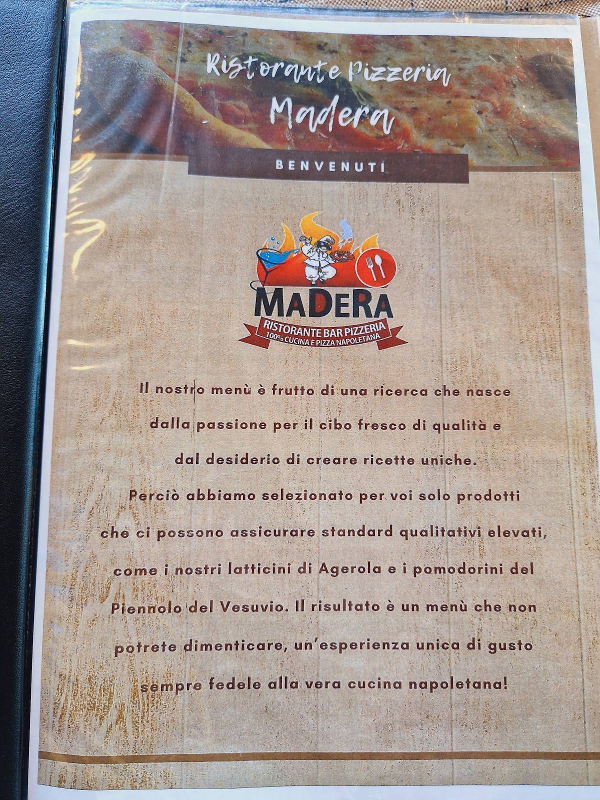 Menu di Ristorante Pizzeria Madera Cornadella 