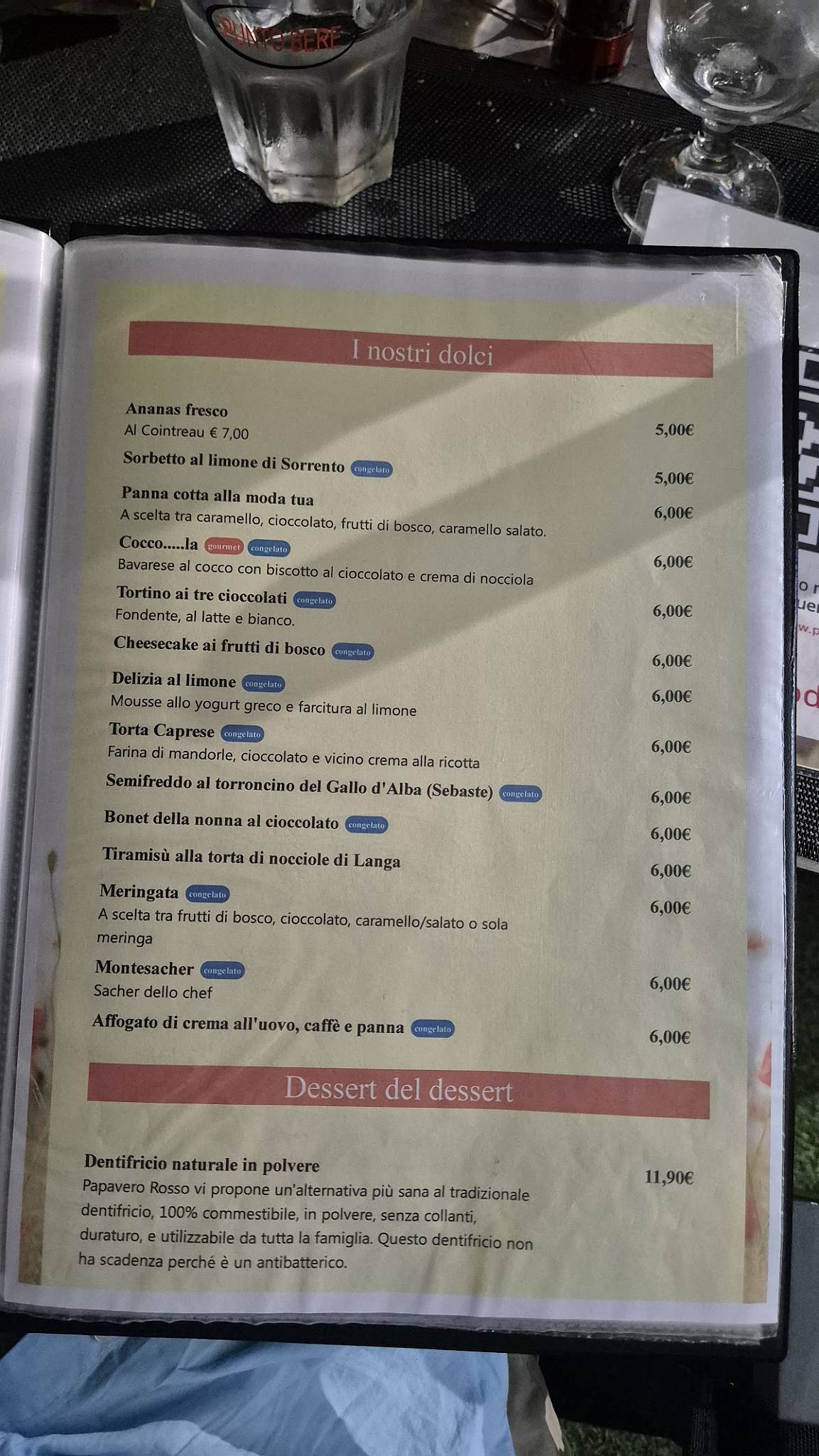 Menu di Ristorante Pizzeria Papavero Rosso 