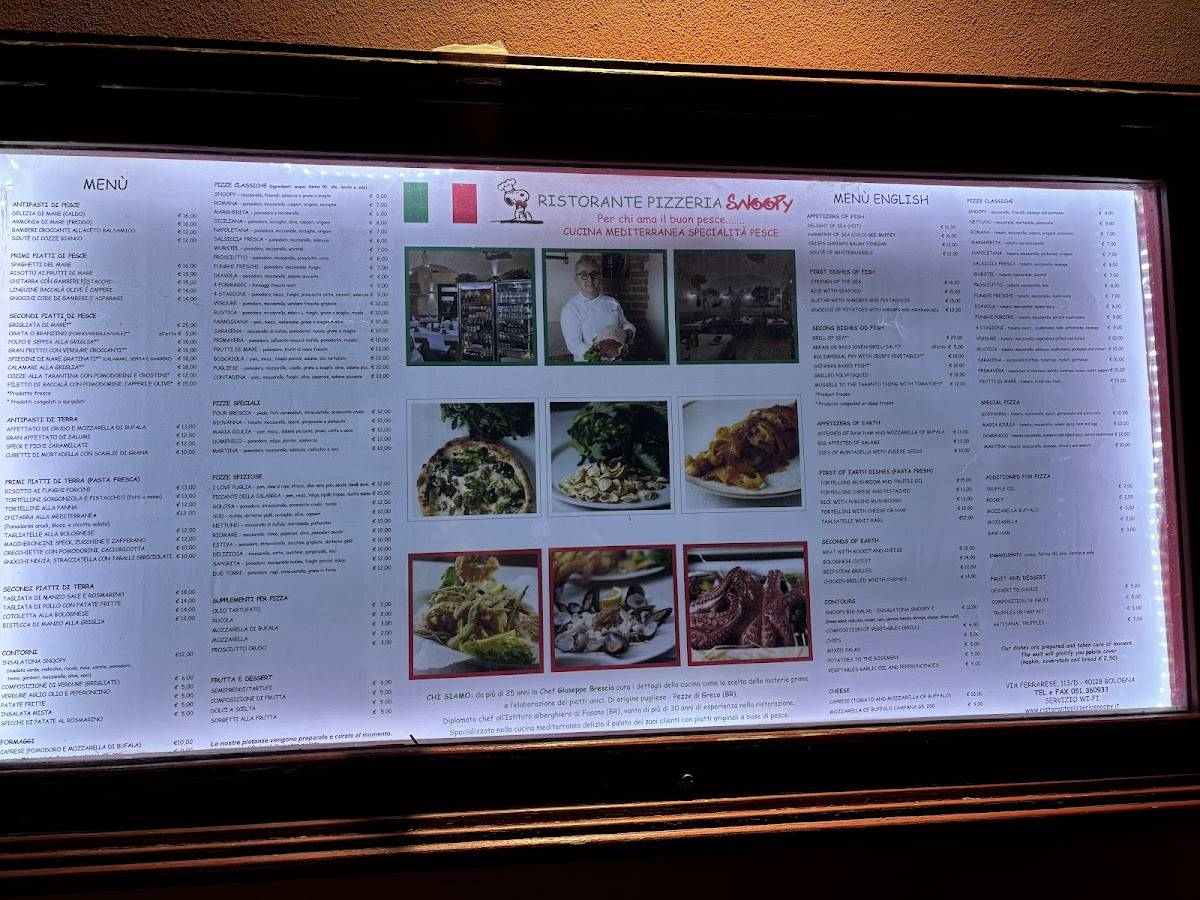 Menu di Ristorante pizzeria Snoopy 