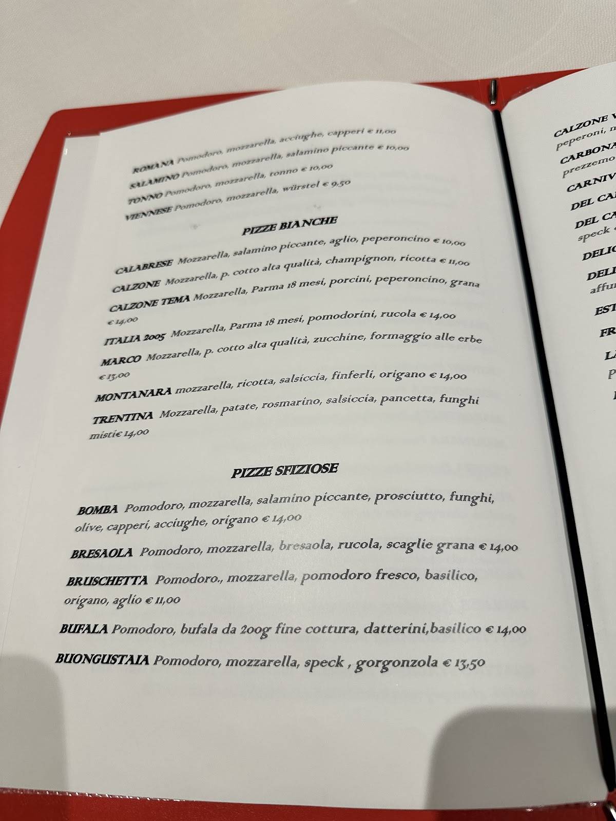 Menu di Ristorante Pizzeria Tema 