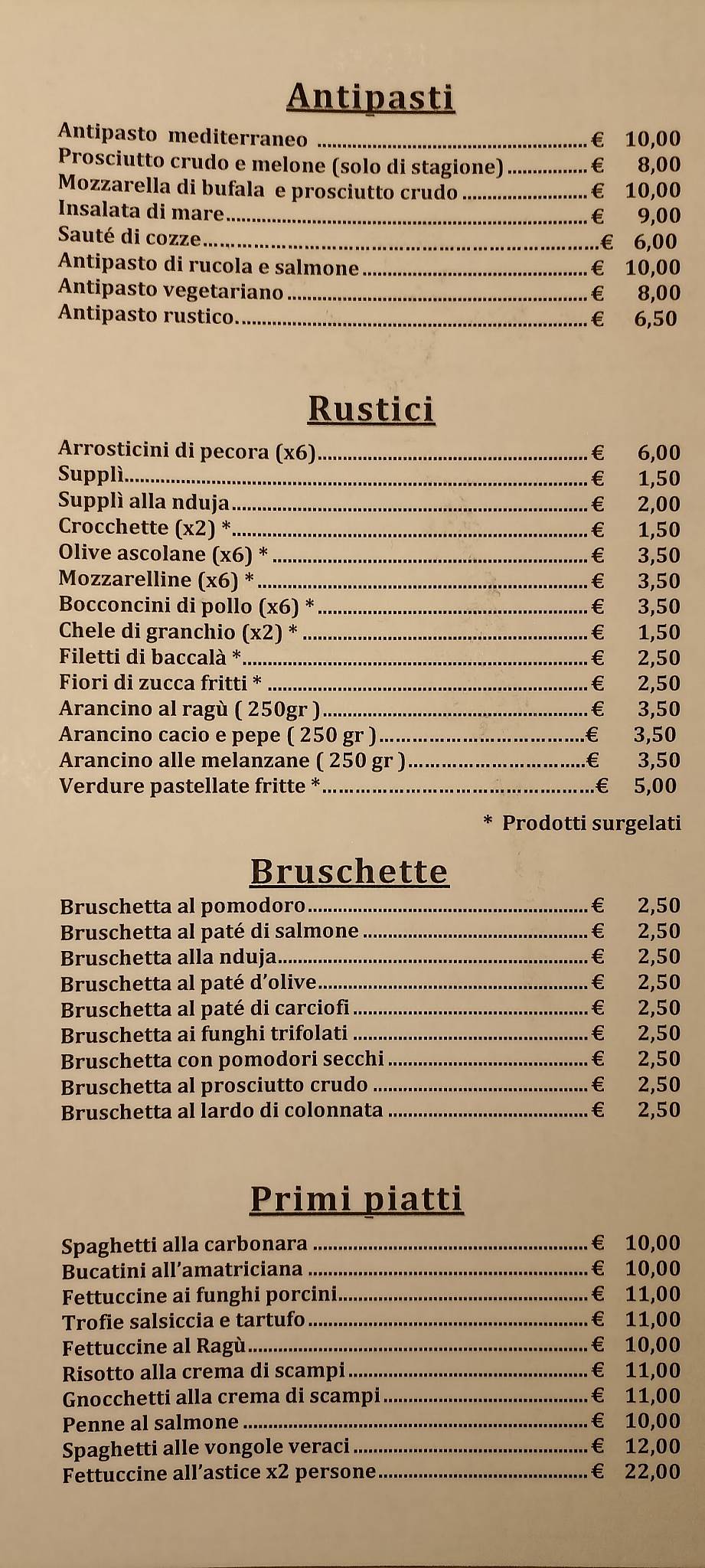 Menu di Ristorante Pizzeria da Basilio 
