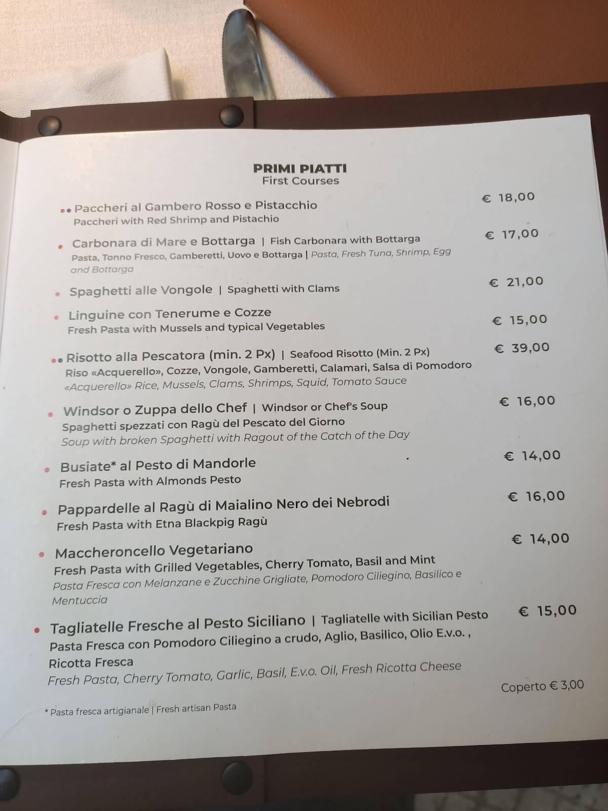 Menu di Ristorante Ruga Reali, Osteria del Teatro 