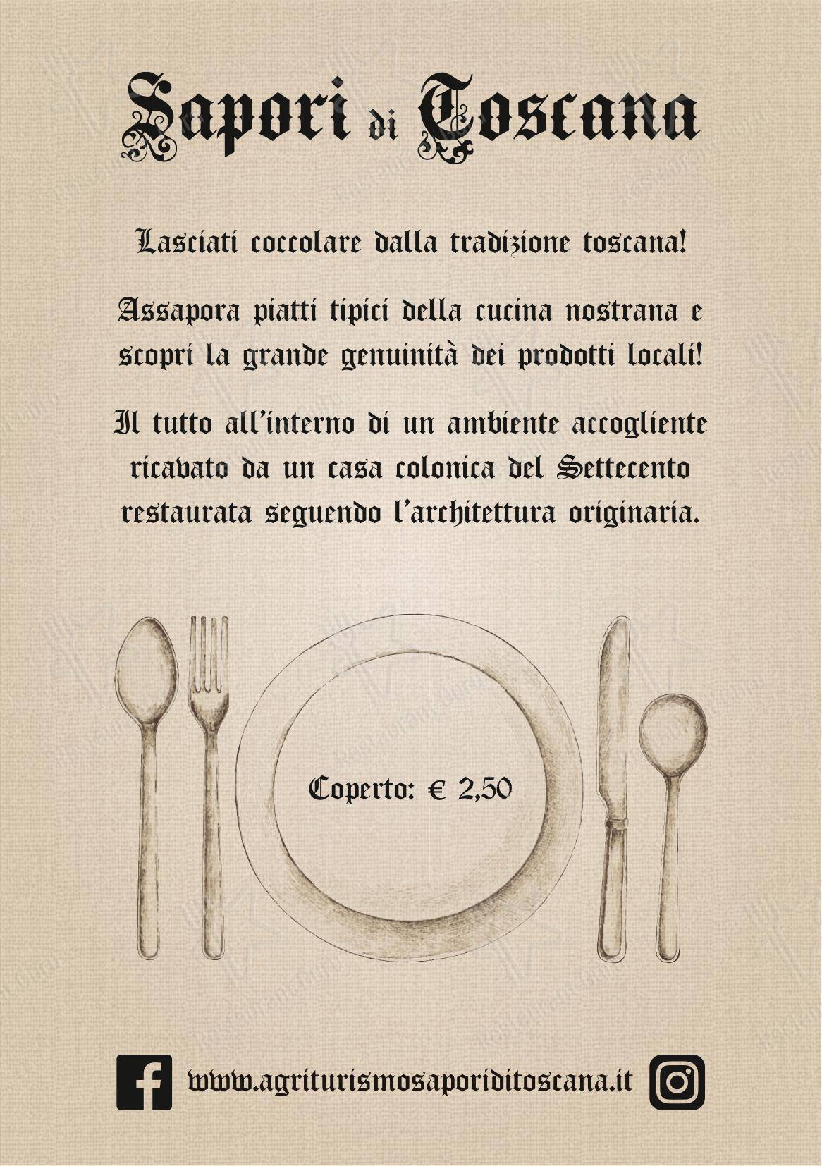 Menu per Ristorante Sapori di Toscana in Brusciana