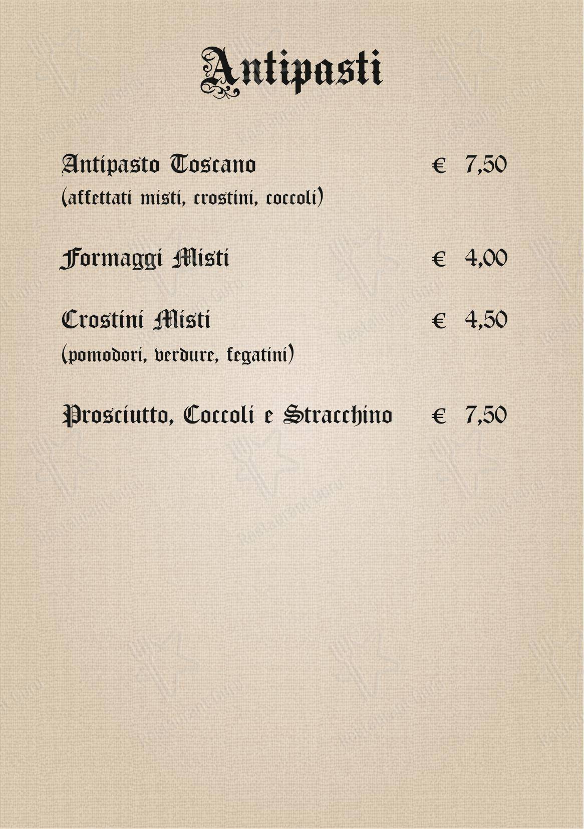 Ristorante Sapori di Toscana in Brusciana - Menu