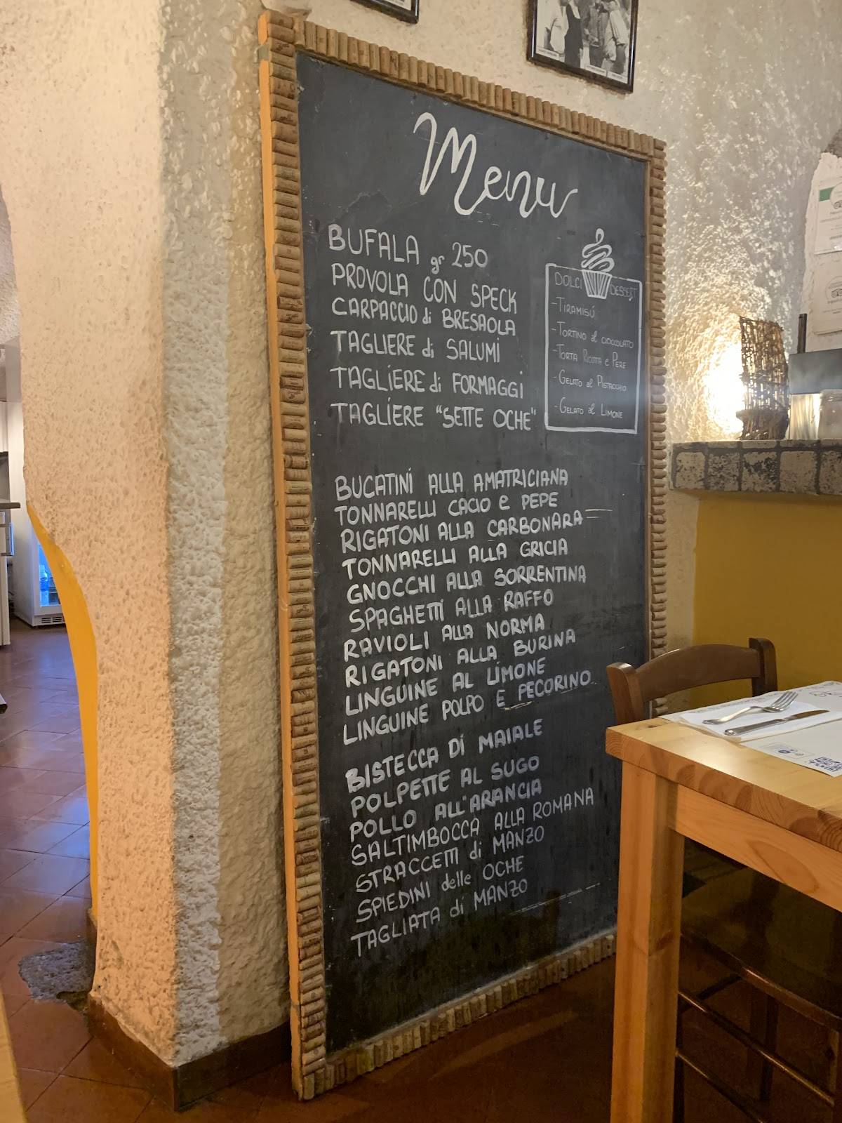Menu di Ristorante Sette Oche in Altalena 