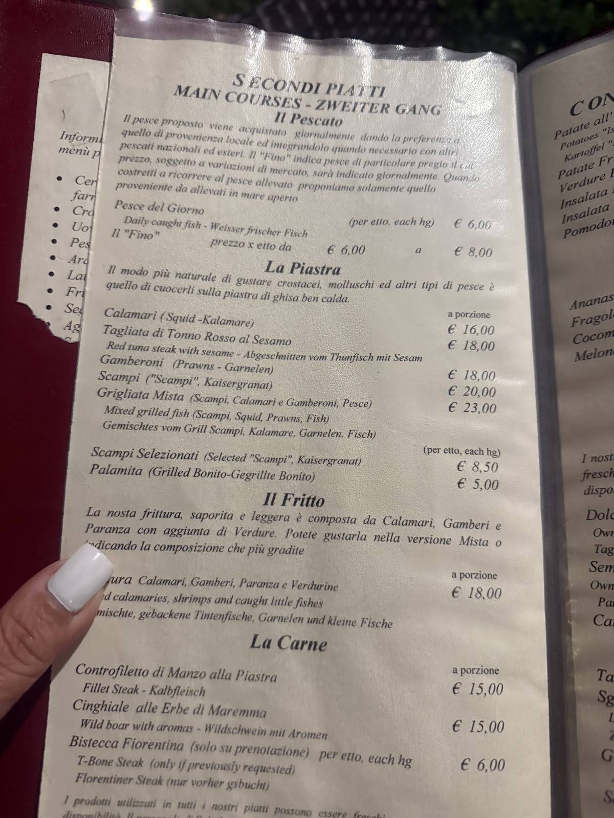 Menu di Ristorante Vittorio 