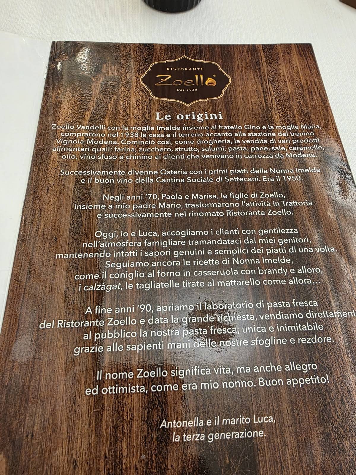 Menu di Ristorante Zoello