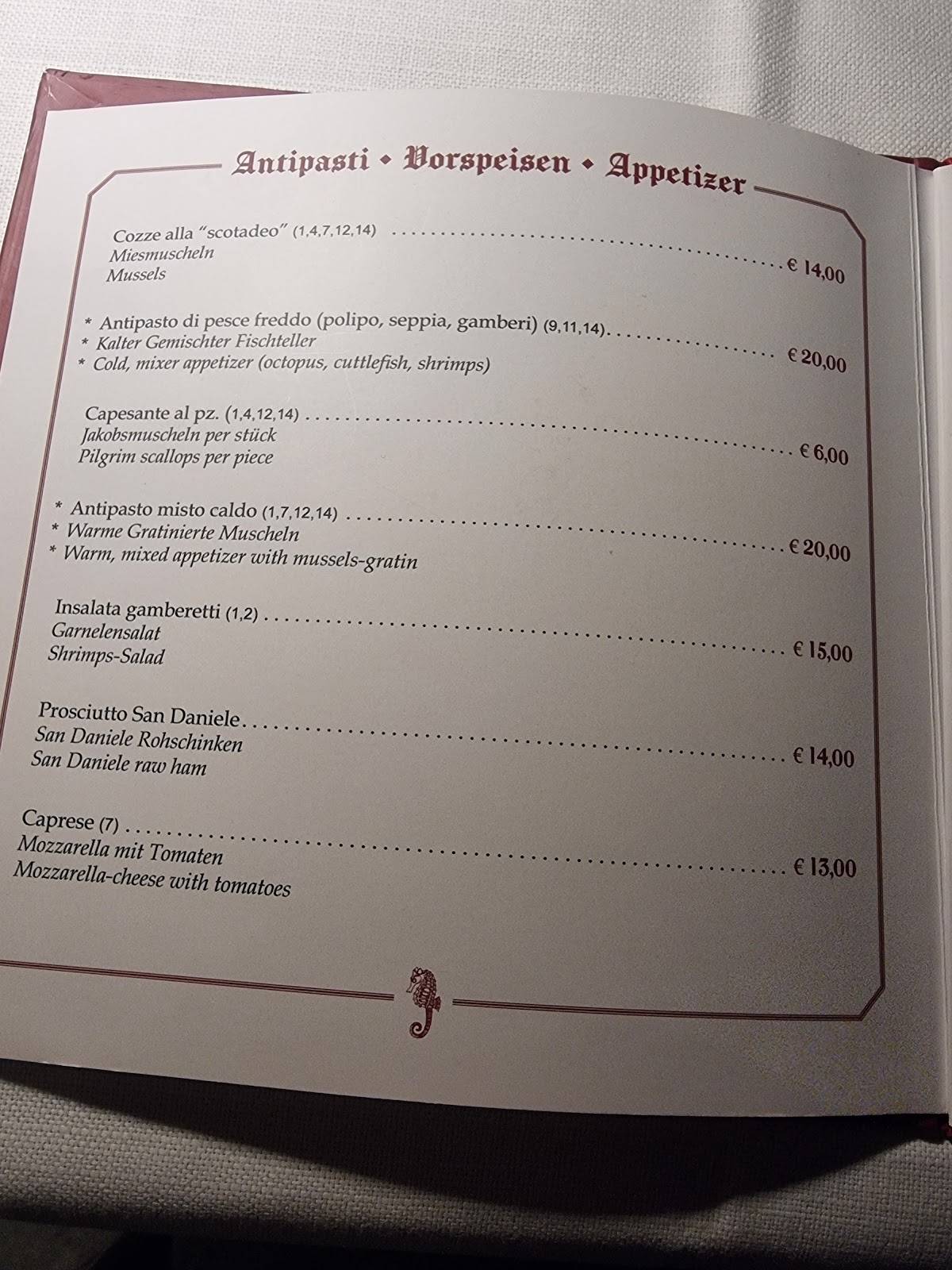 Menu di Ristorante al Cavalluccio Duino 