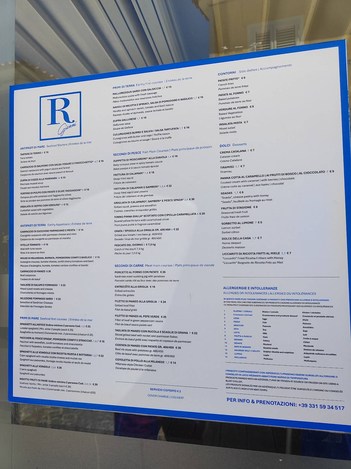 Menu di Ristorante da Gianni 