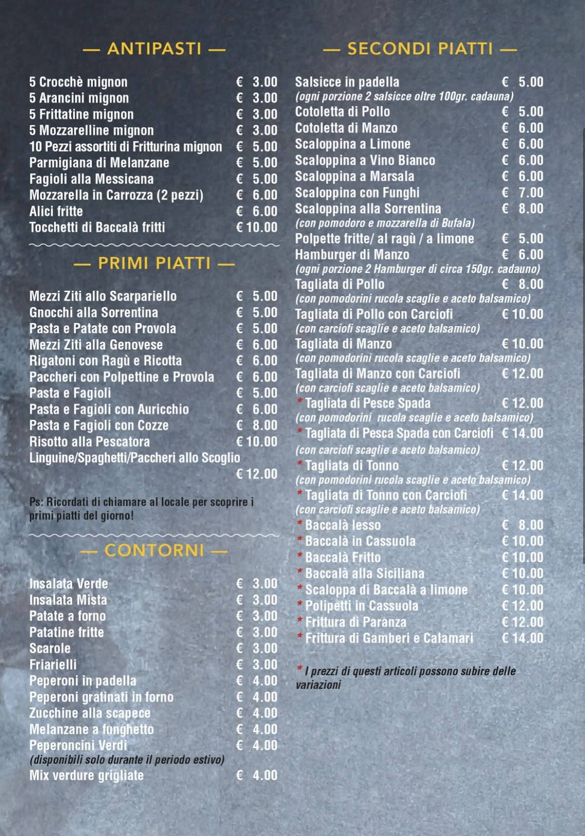 Menu da Ristorante e Pizzeria Pony Express, Napoli