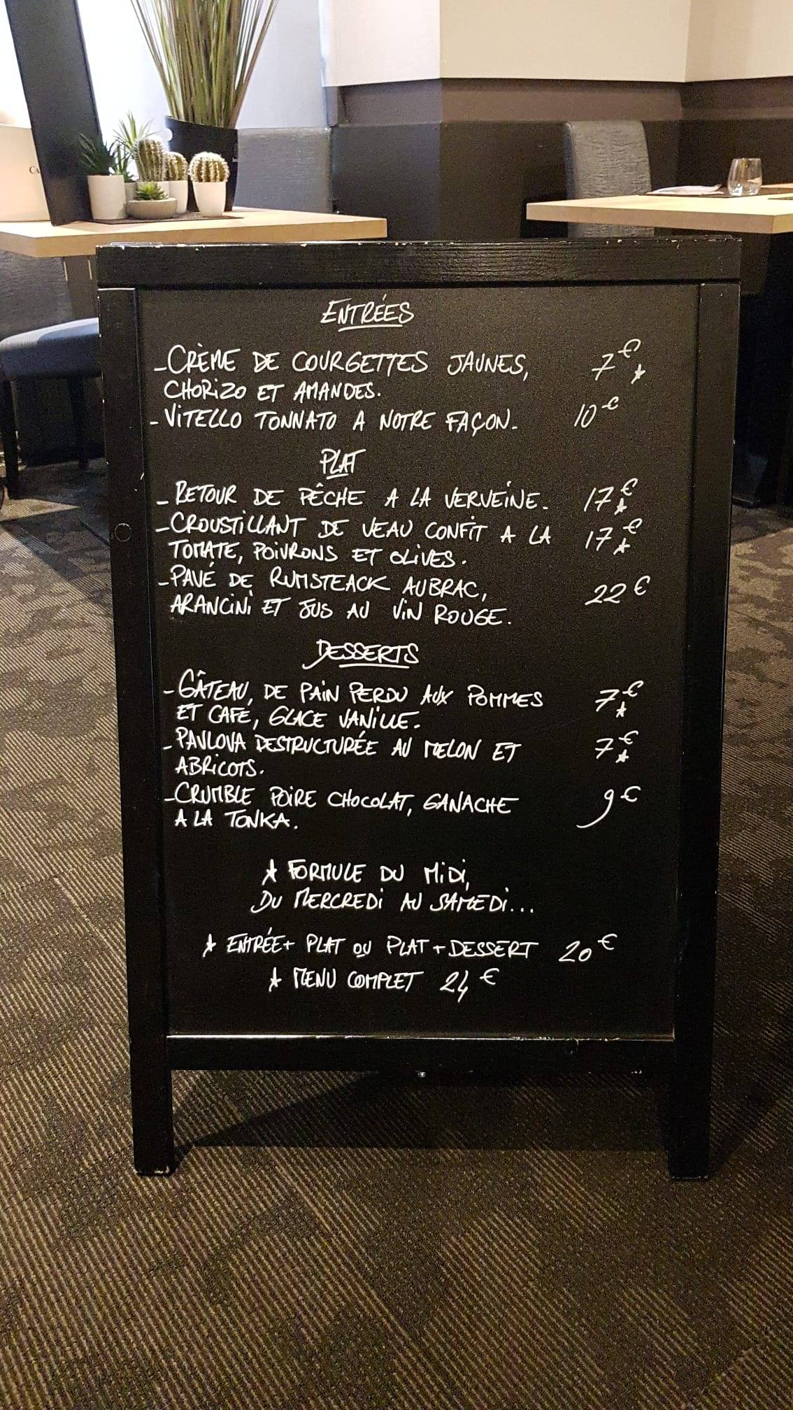 Menu de Le Goût du Voyage
