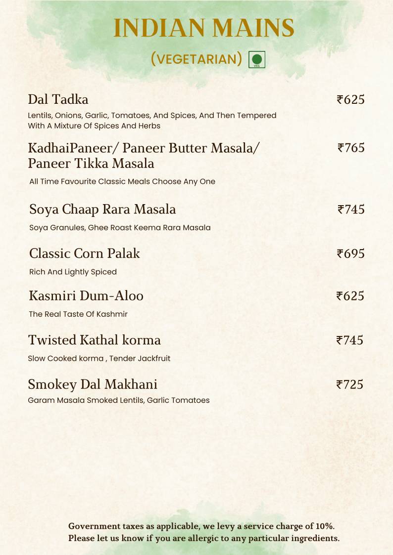 Roesia Gurugram menu