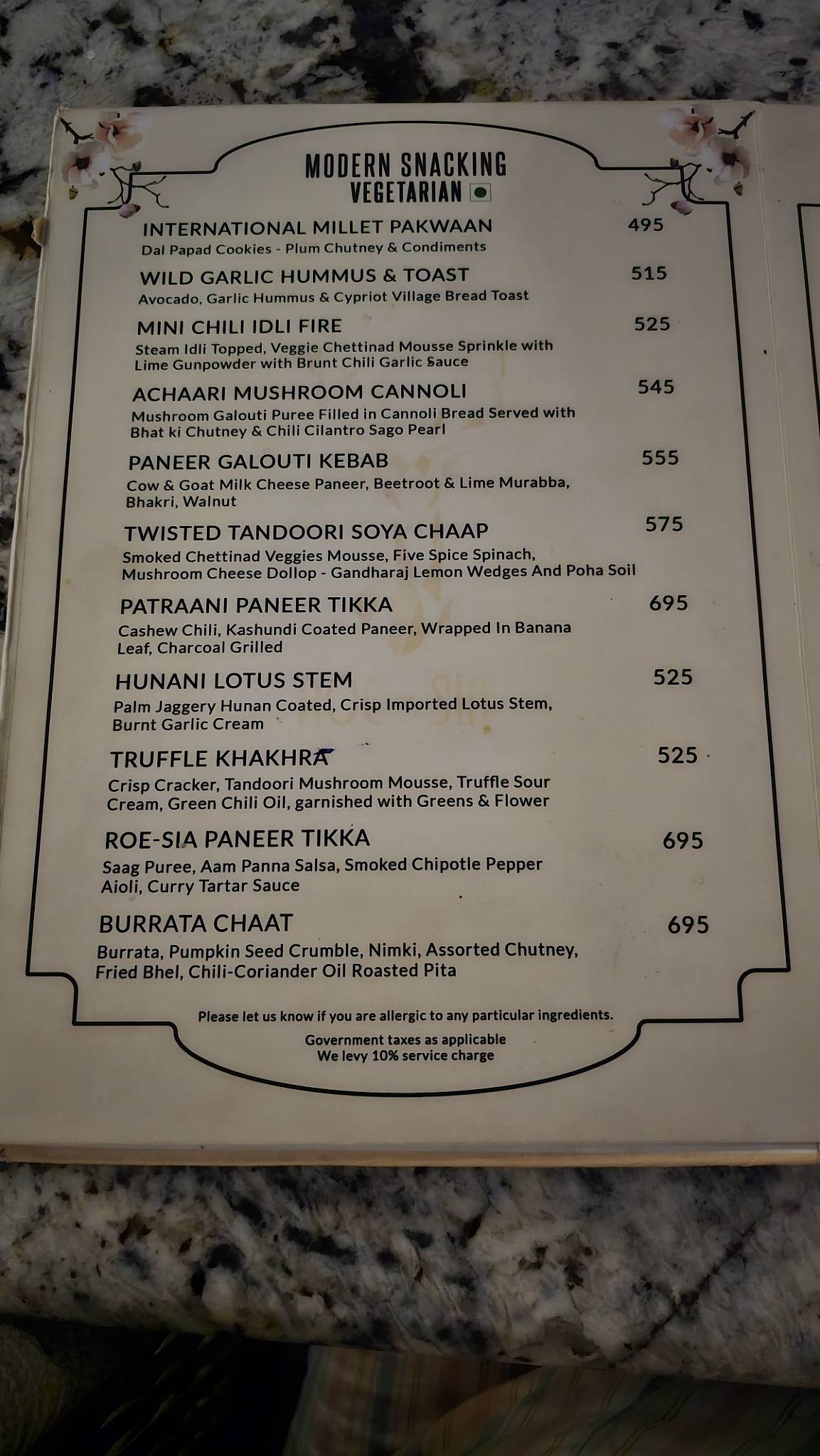 Roesia Gurugram menu