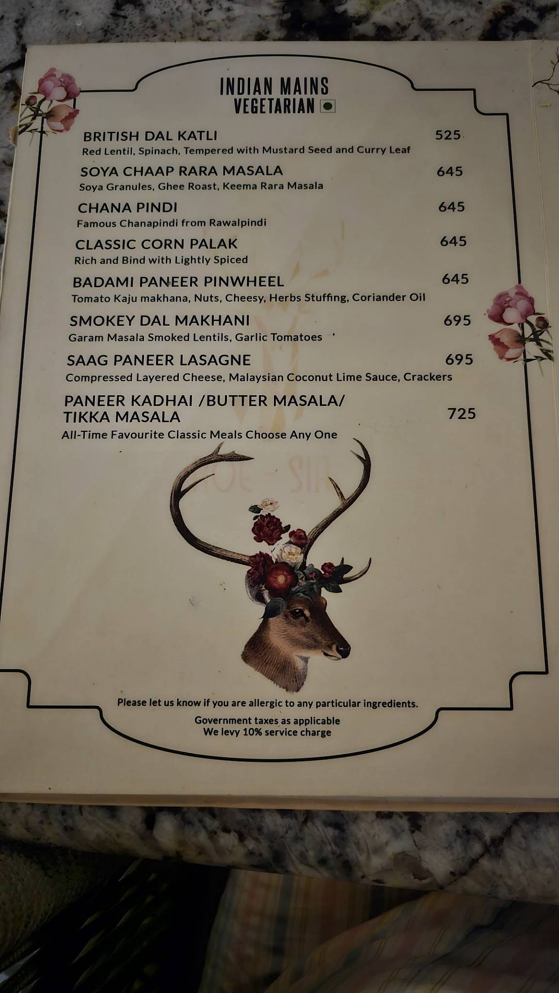 Roesia Gurugram menu