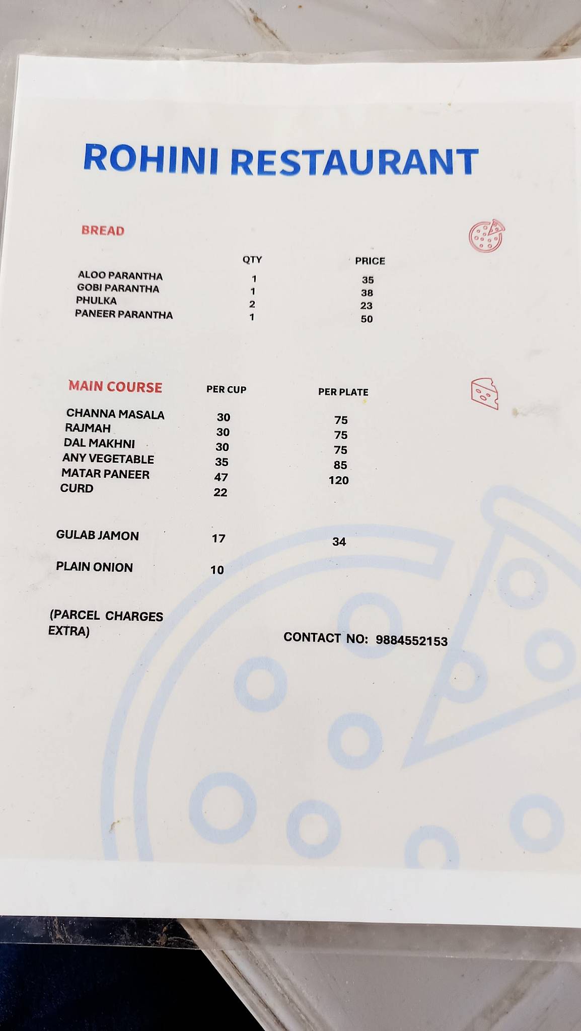 Rohini Restaurant menu