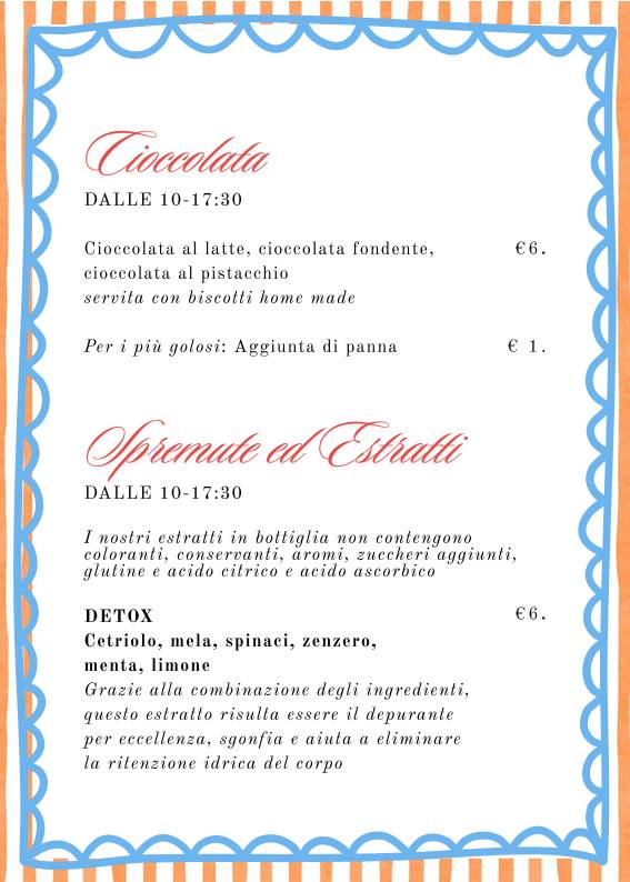 Menu di Casa Vidaschi 