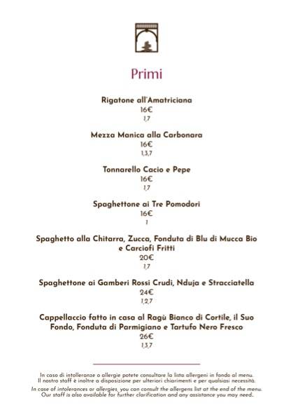 Menu di Giulia Restaurant 
