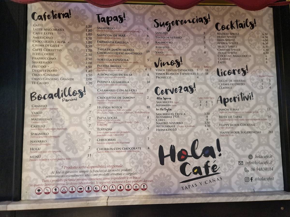 Menu de Hola! Café