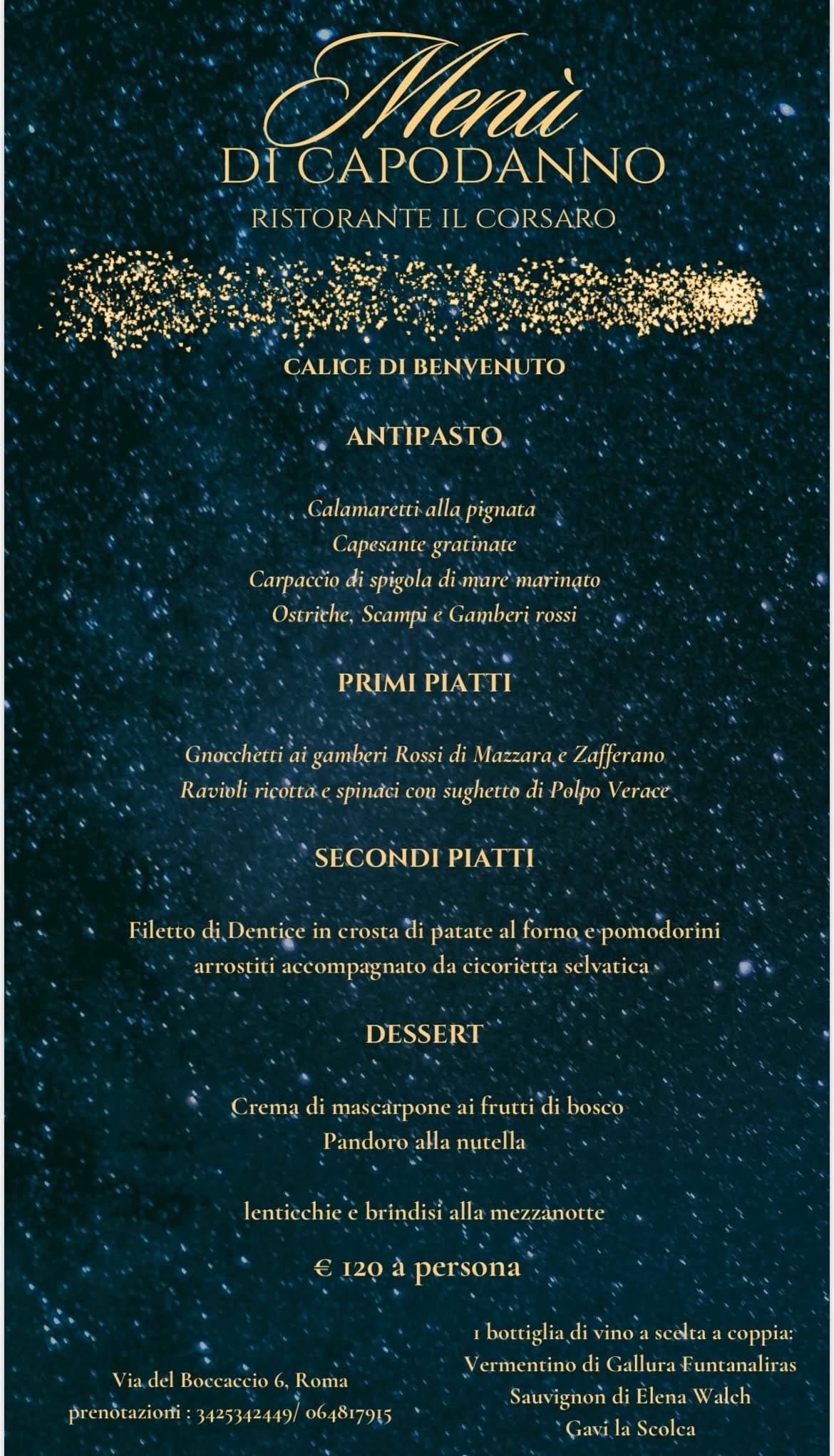 Menu di Il Corsaro Barberini 