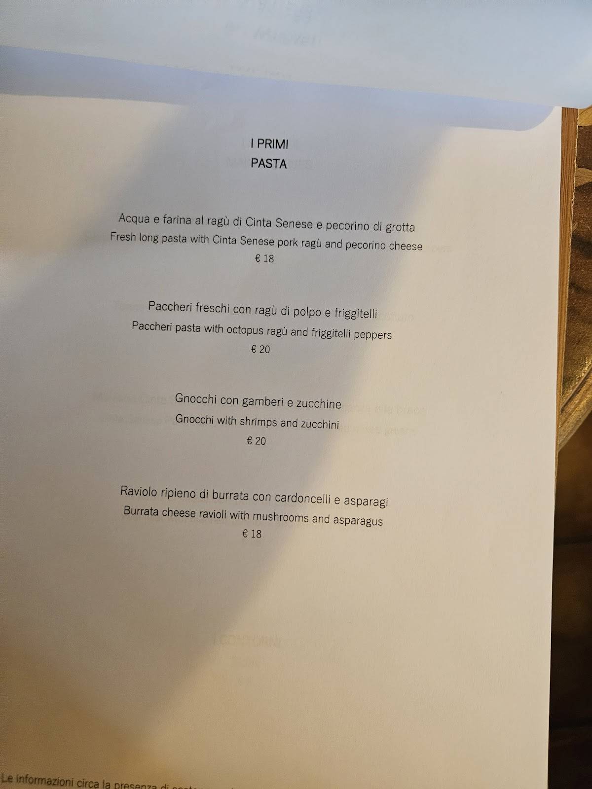 Menu di Ristorante L'Archeologia - dal 1804 Ristorante a Roma 