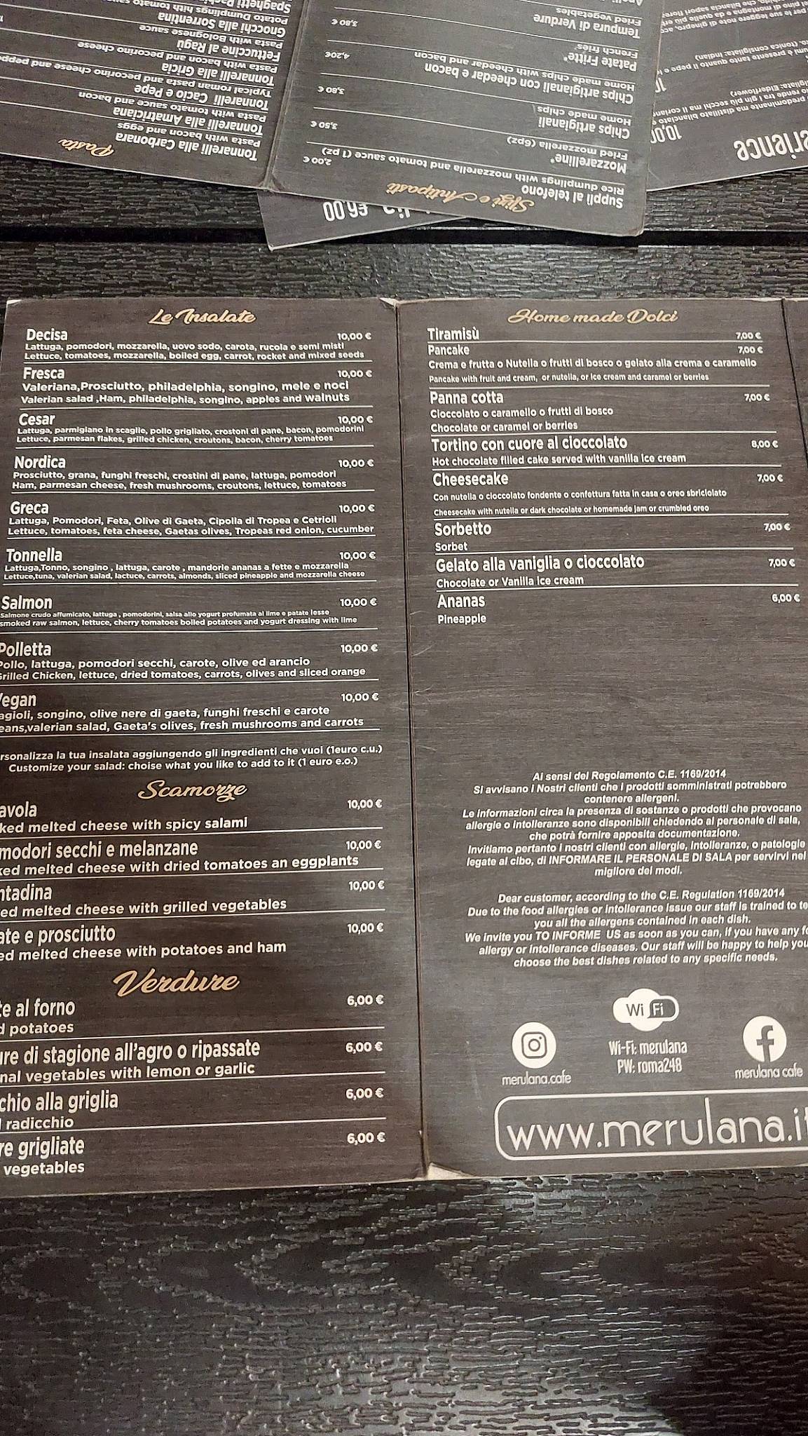 Menu di Merulana Cafè 