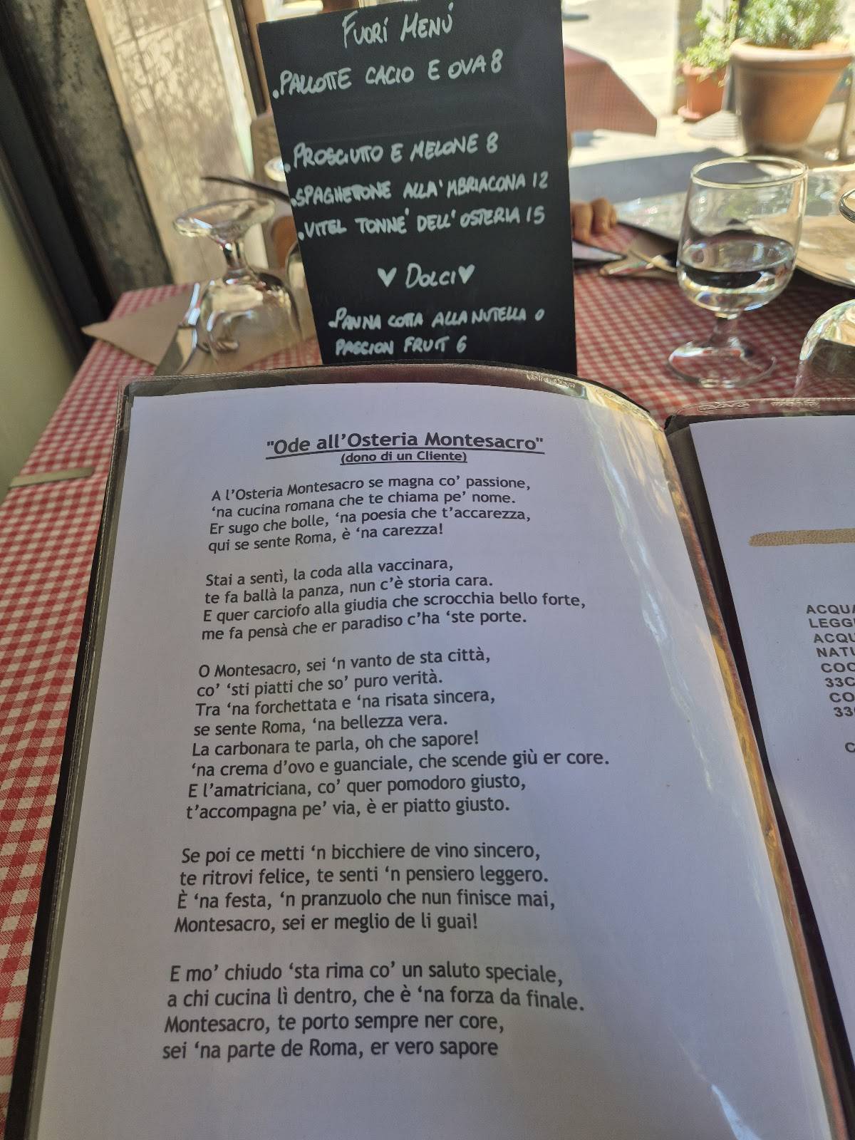 Menu di Osteria MonteSacro 