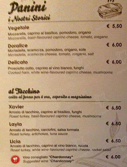 Menu de Panini De Santis