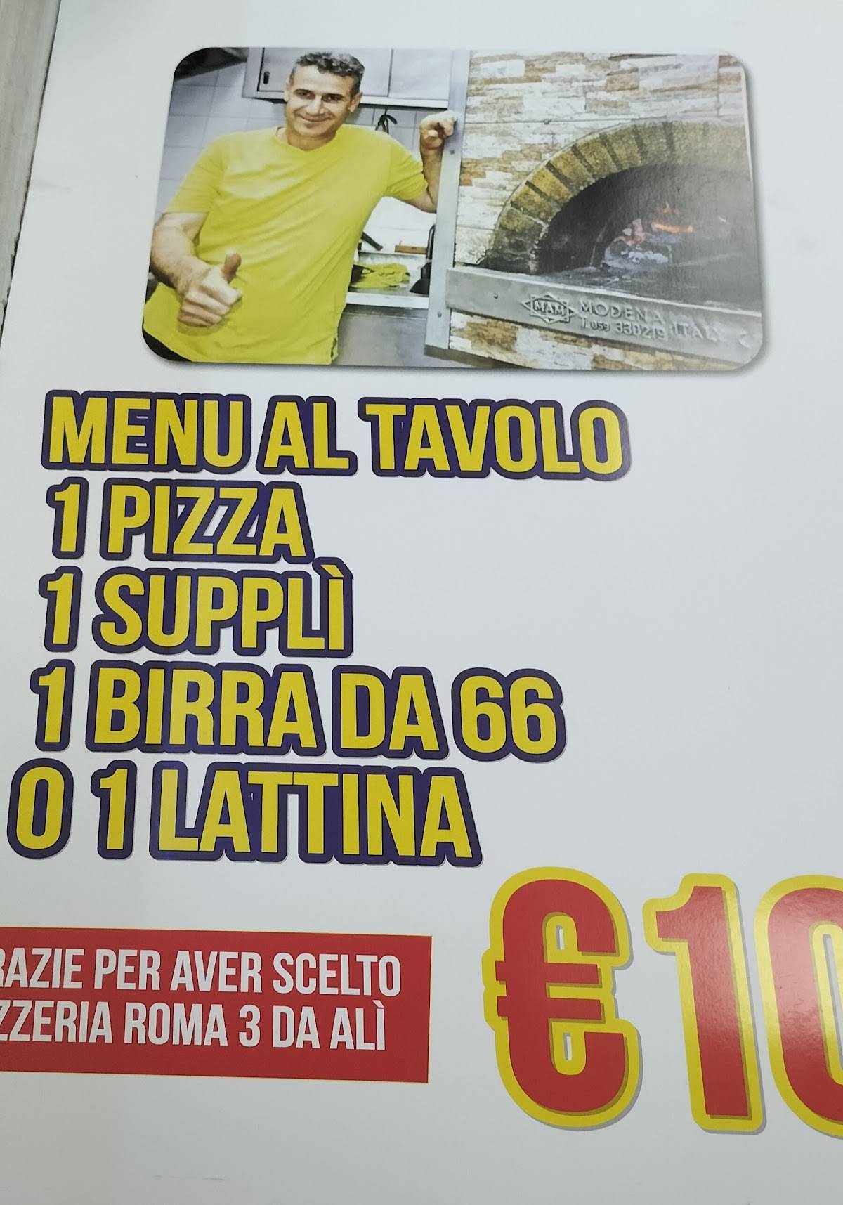 Menu di Pizzeria Roma Tre 