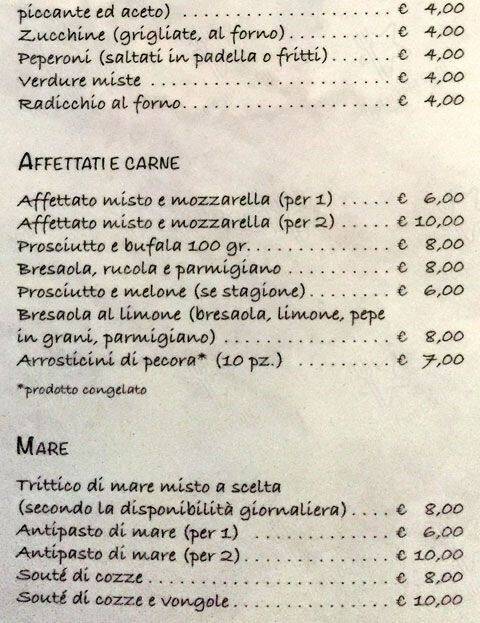 Menu di Sale e olio 