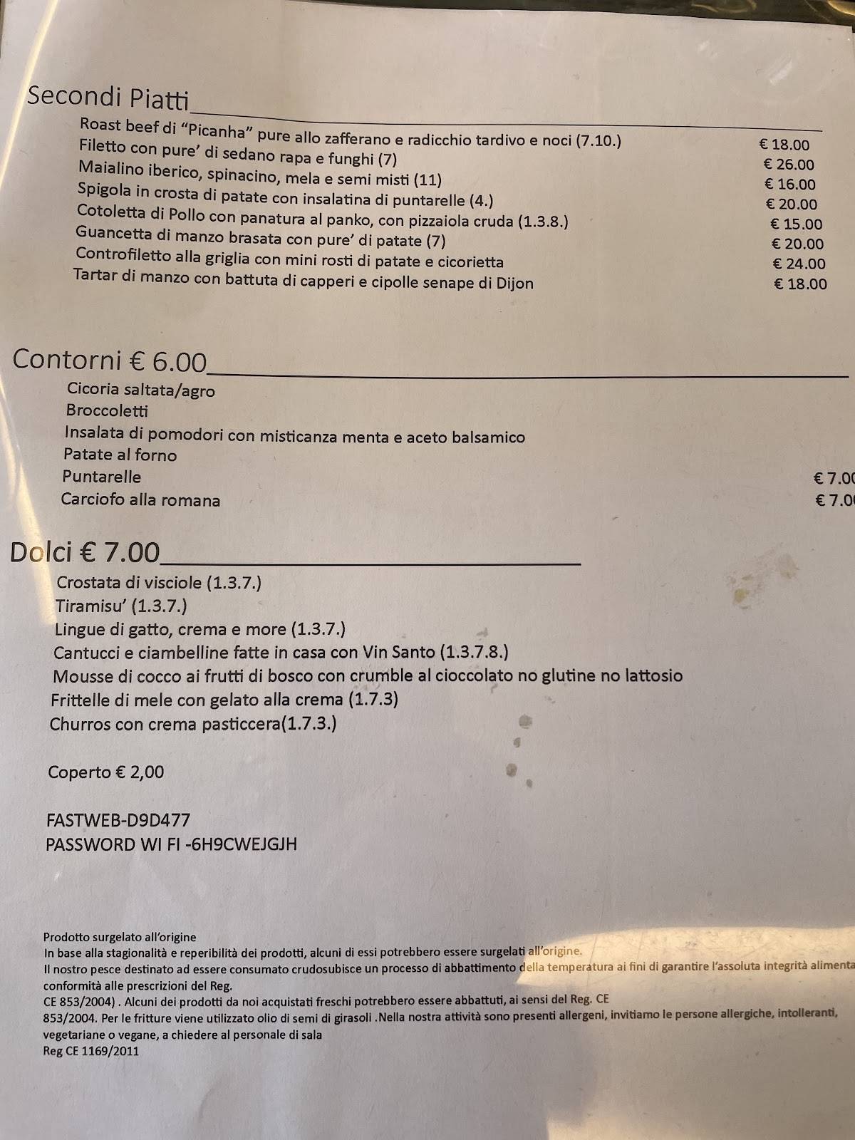 Menu di Trattoria Accattone 