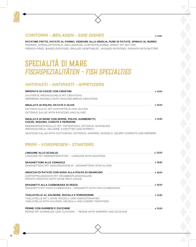 Menu di Roemerkeller Bolzano 
