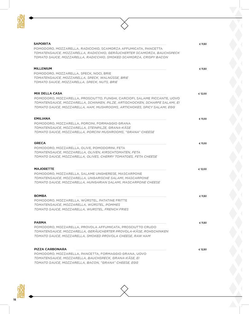 Menu di Roemerkeller Bolzano 