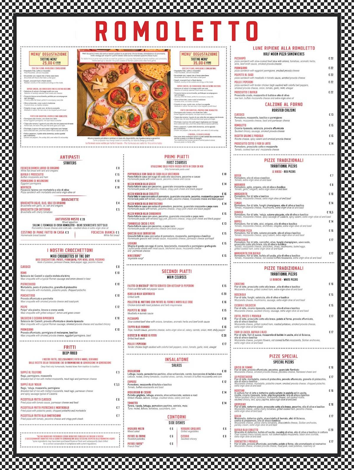 Menu di Romoletto 
