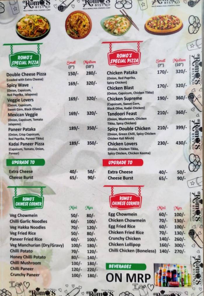 Romos Junction menu