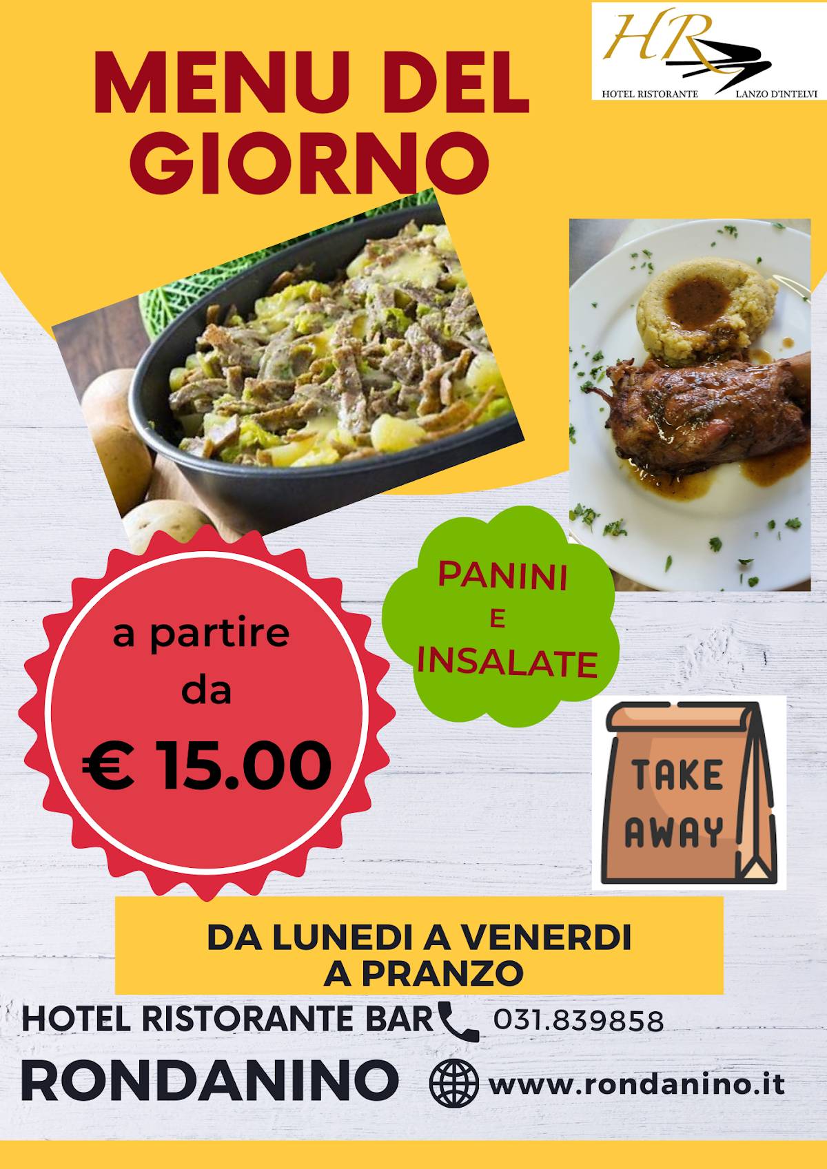 Menu di "Rondanino" Ristorante Hotel 