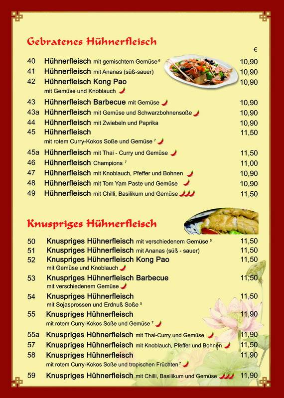 Menu de Rong Town Asia