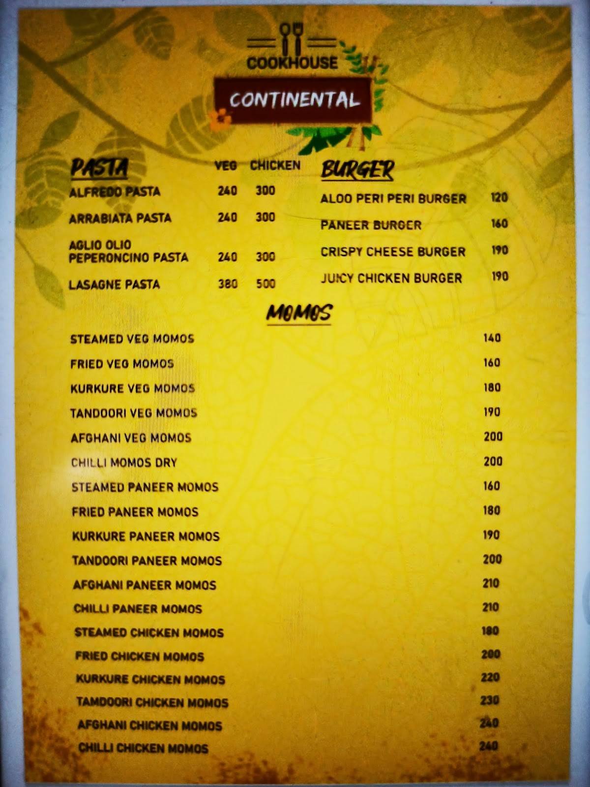 The Cook House - Roorkee's Finest Dining Destination menu