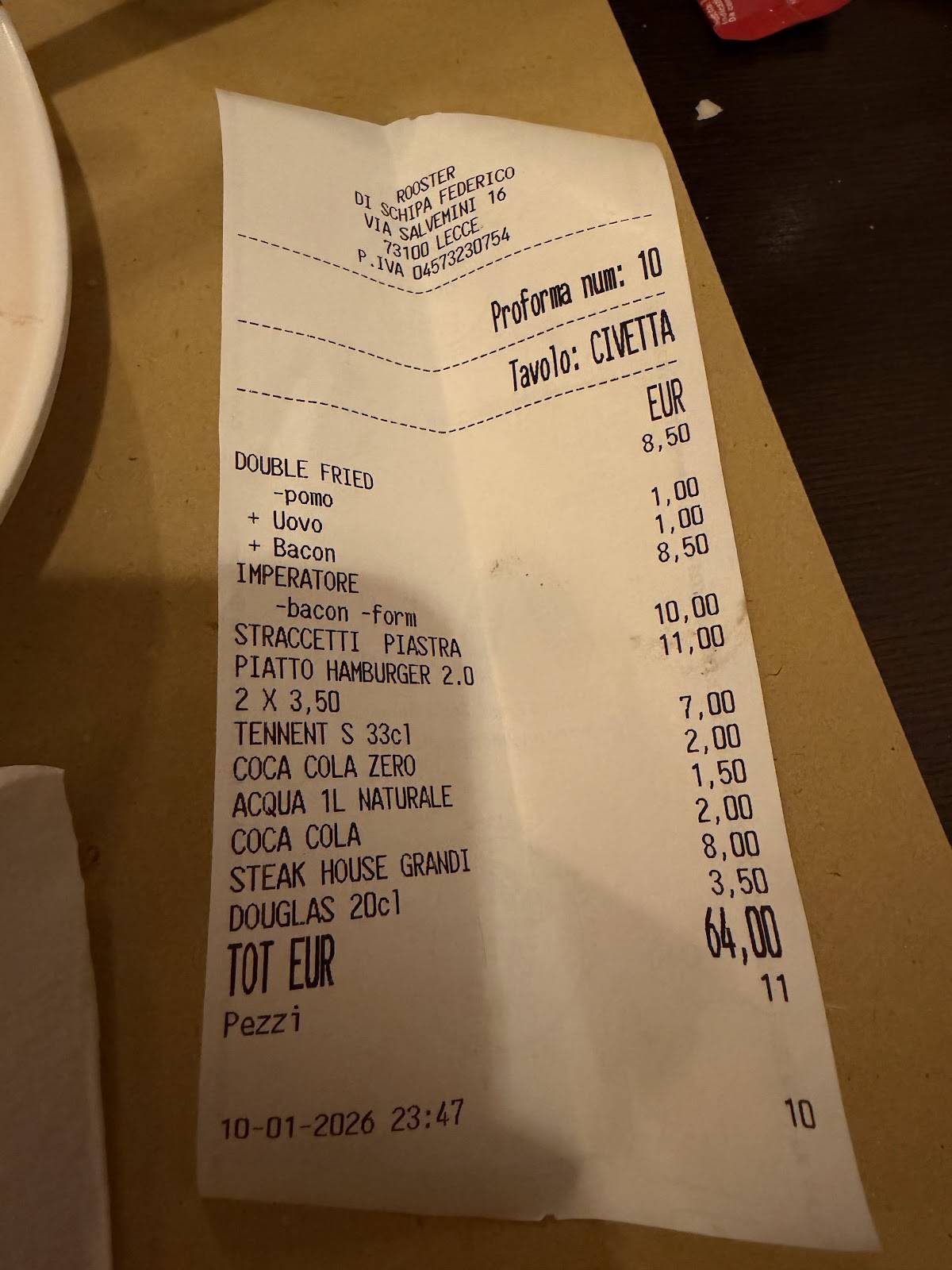 Menu di Rooster 