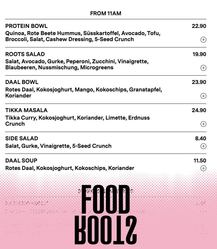 Menu di Roots 