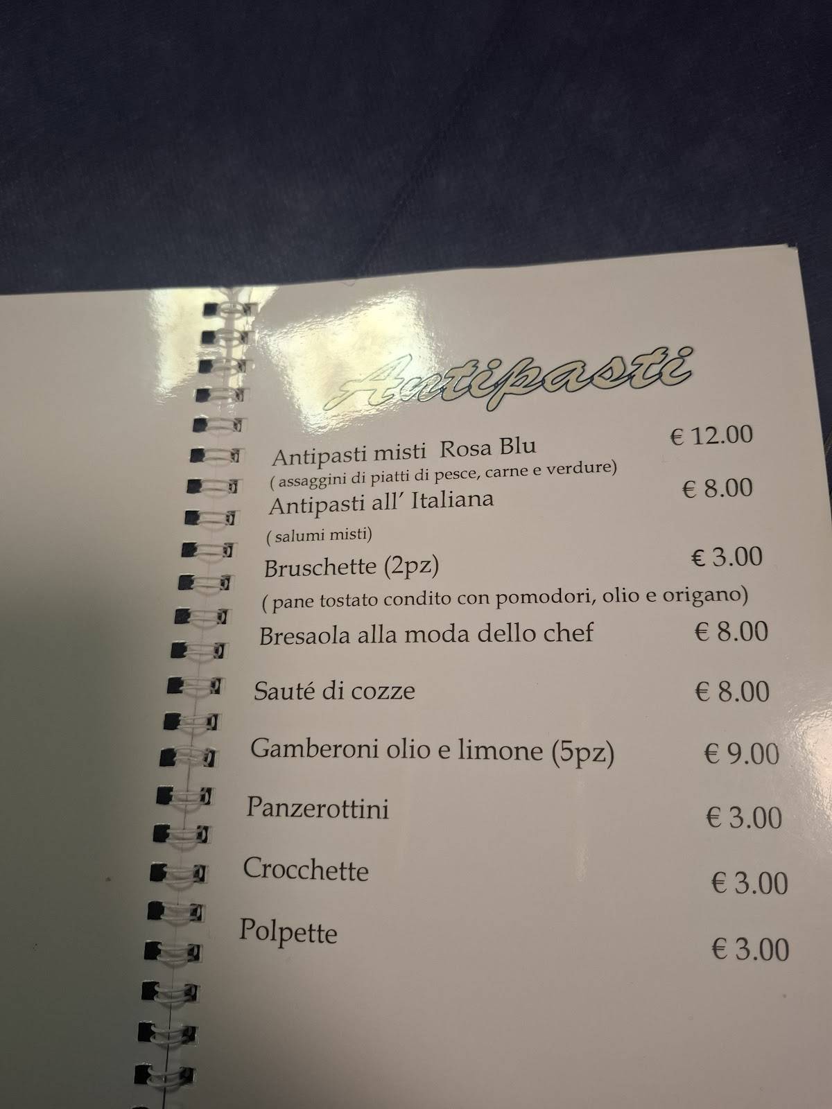 Menu di Rosa Blu - Ristorante Pizzeria 