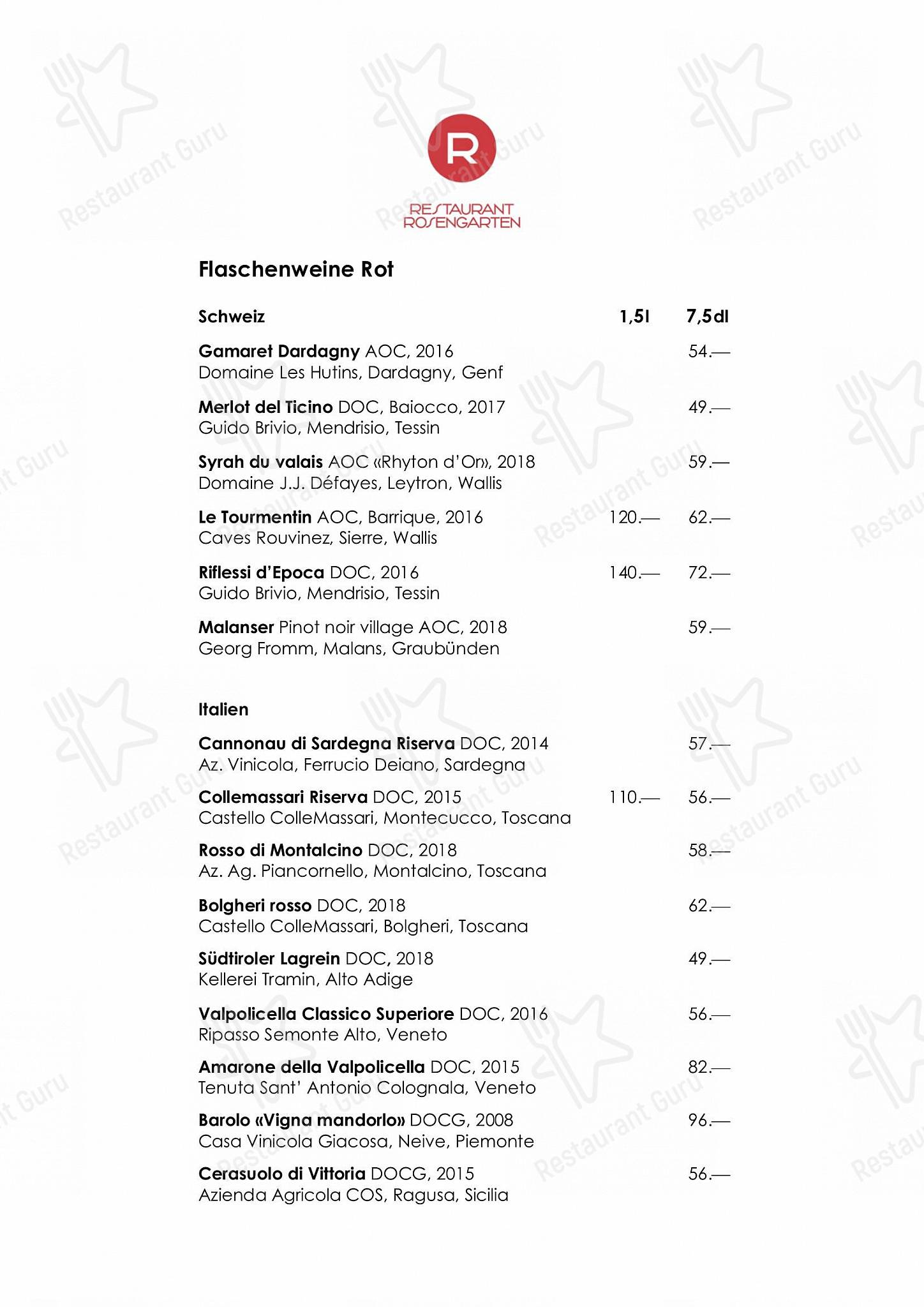 OUR MENU pour Restaurant Rosengarten restaurant