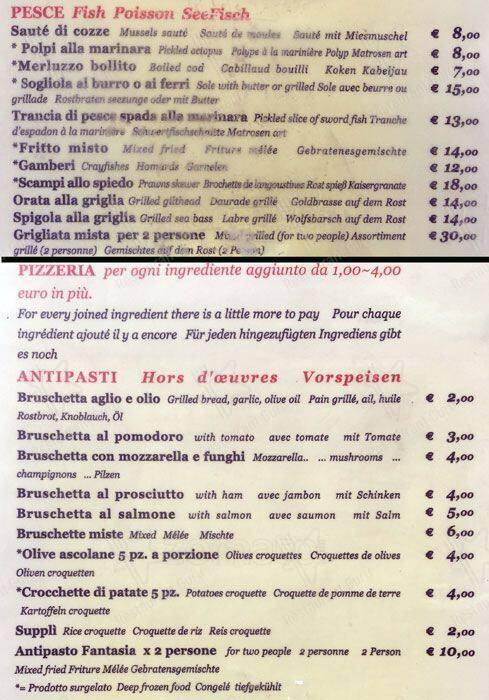 Menu di ristorante rossi 