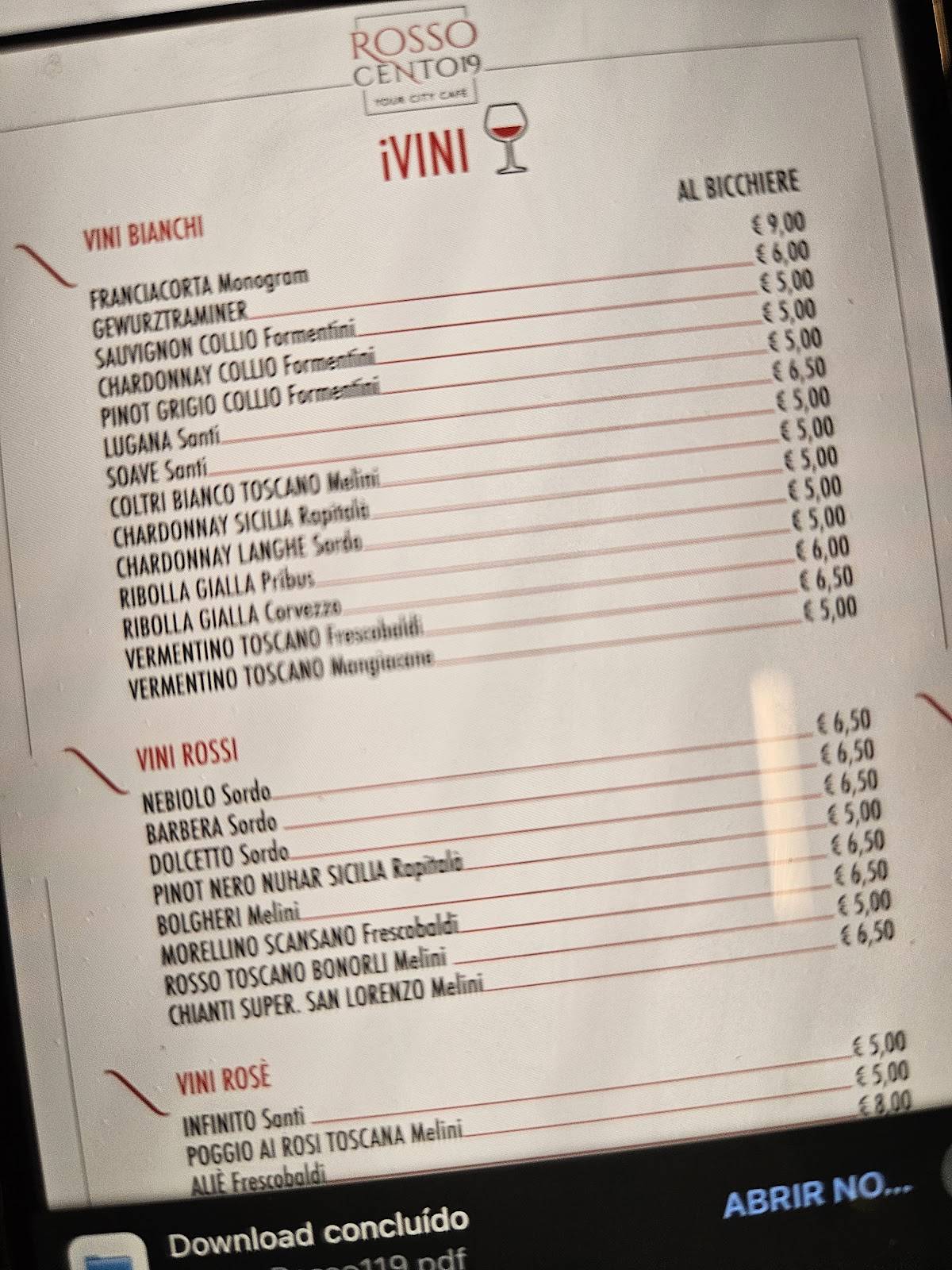 Menu di RossoCento19 