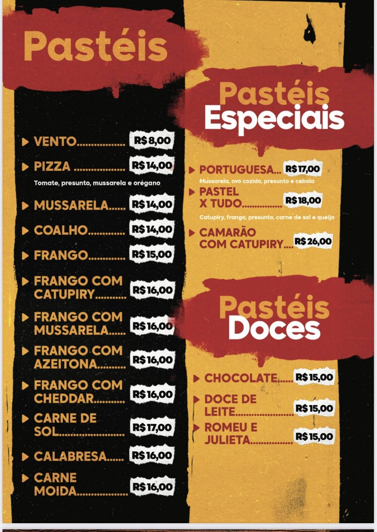 Rota 602 Hamburgueria , pastelaria e massas cardápio