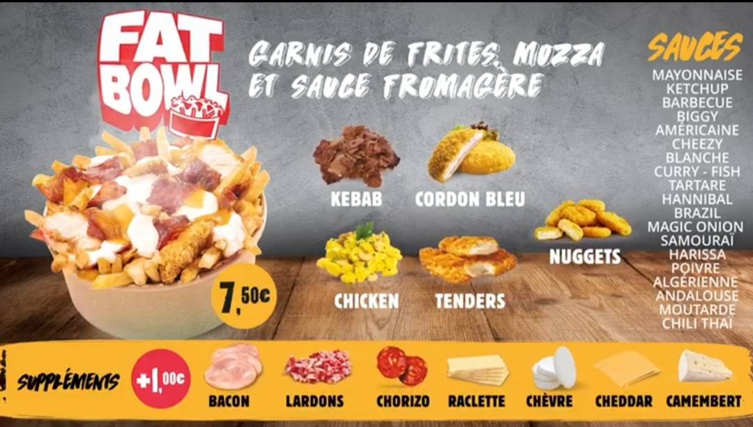 Menu de La Strada. Kebab..tacos..burger..