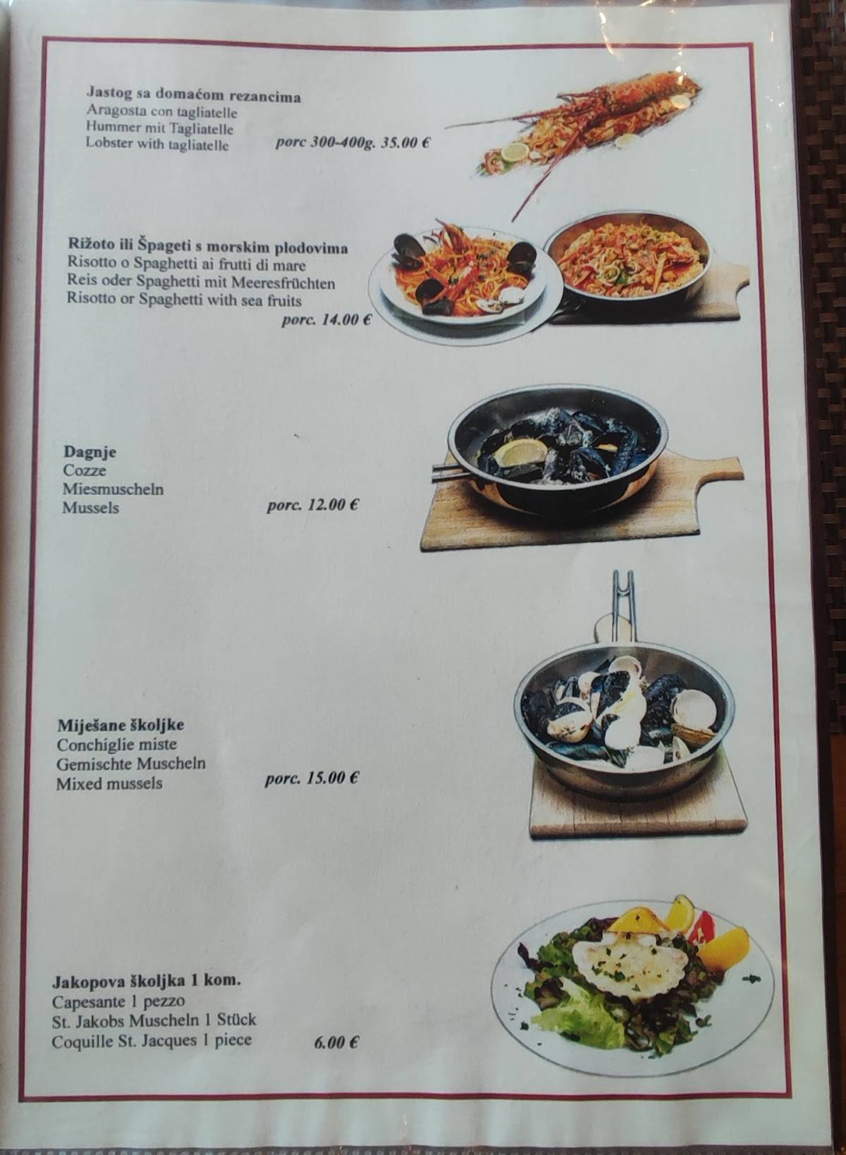 Menu di Konoba Štorija 
