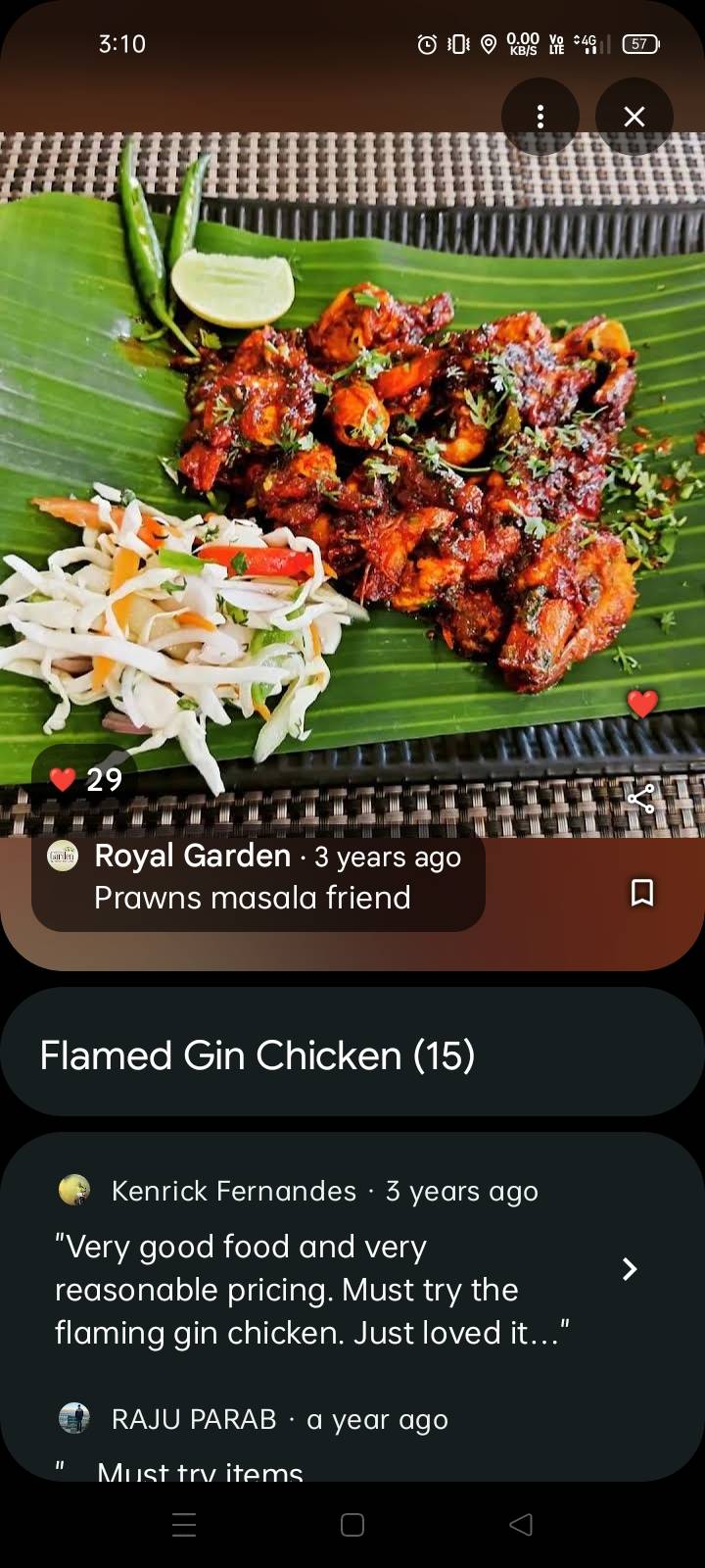 Royal Garden menu