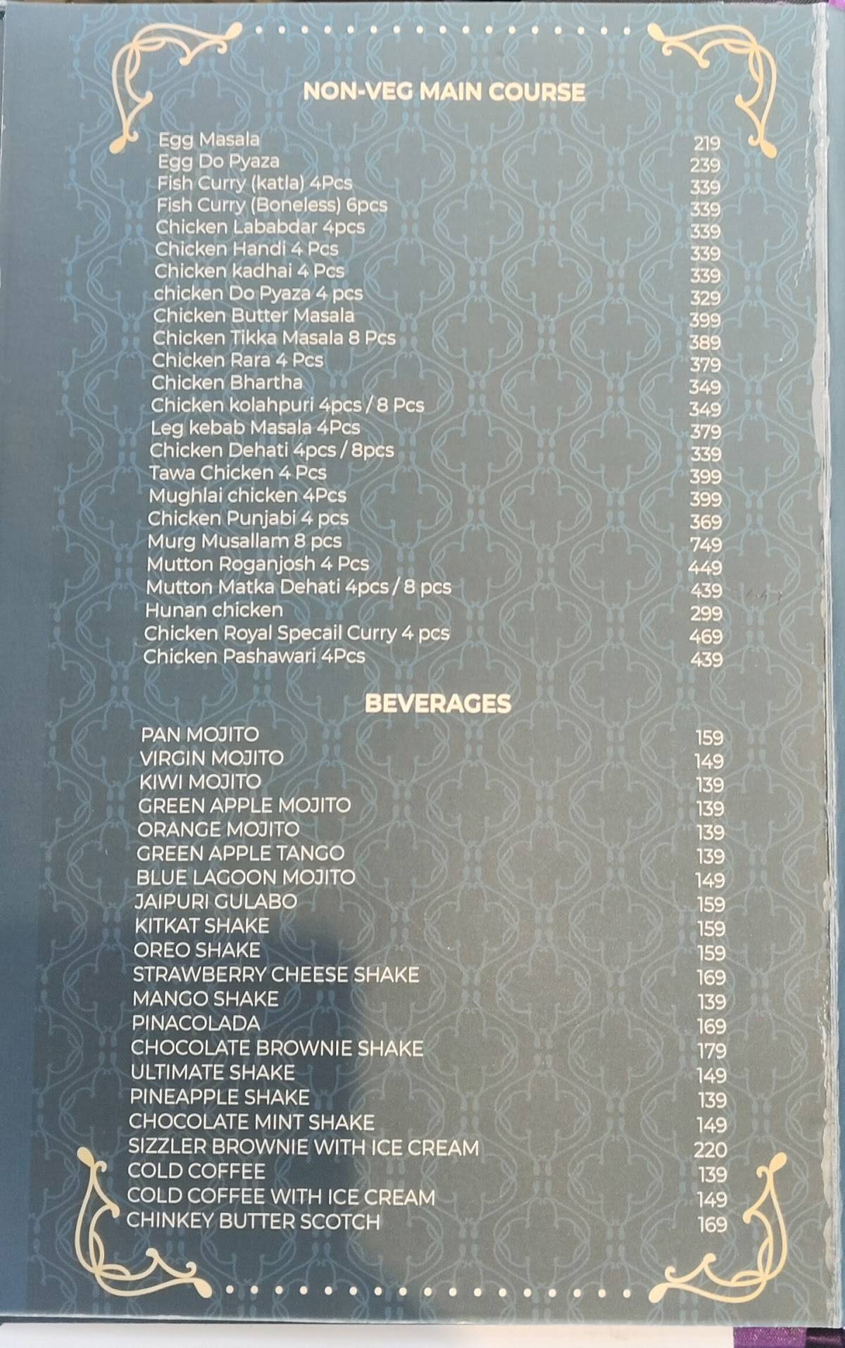 Royal Thali menu