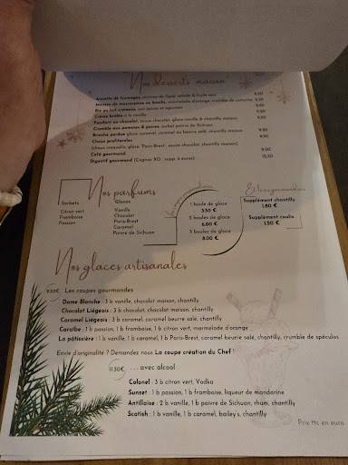 Menu de Restaurant l’Atelier