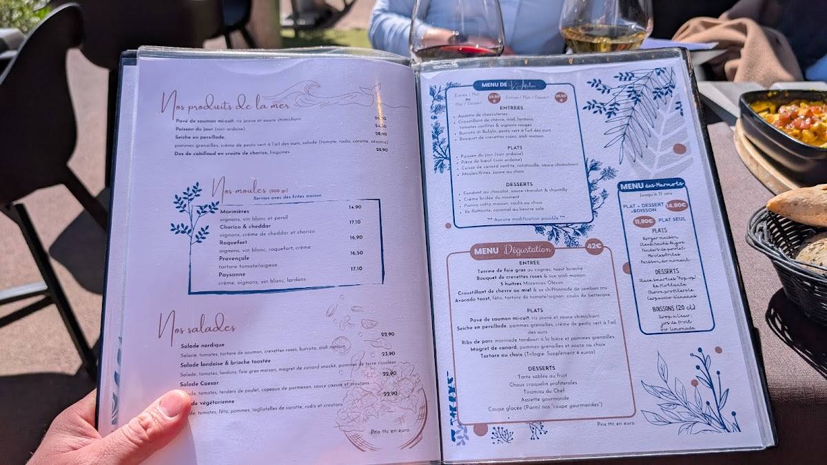 Menu de Restaurant l’Atelier
